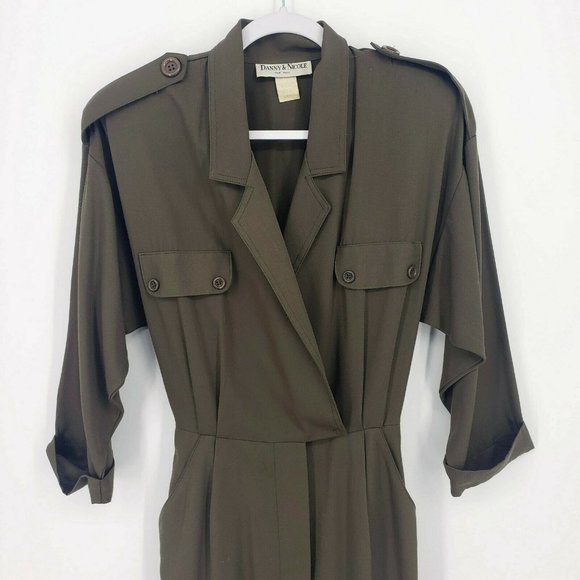 Vtg Danny & Nicole New York Womens 8 Army Dress - Picture 3 of 7